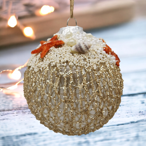 Tan Sand Beaded Orn w/Starfish - Back in Stock 9/15/2023