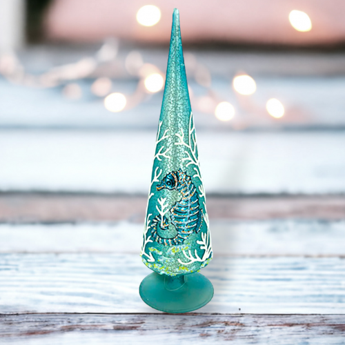 Glass Tree Decor w/Seahorse
