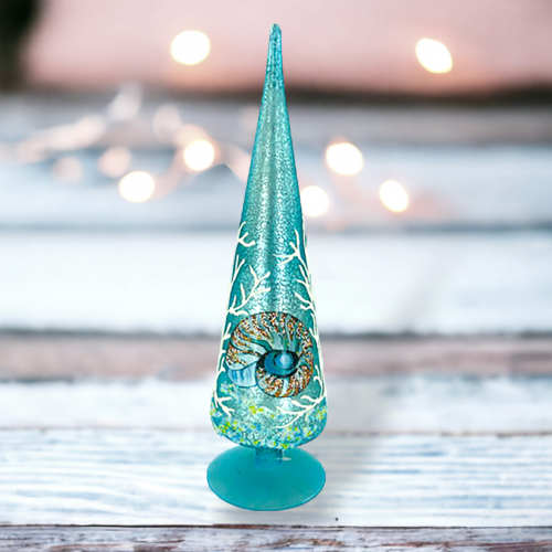 Glass Tree Decor w/Shell