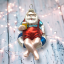 Santa on Float w/Drink Orn