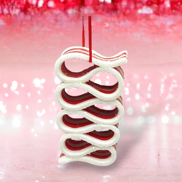 Red/White Ribbon Candy Orn