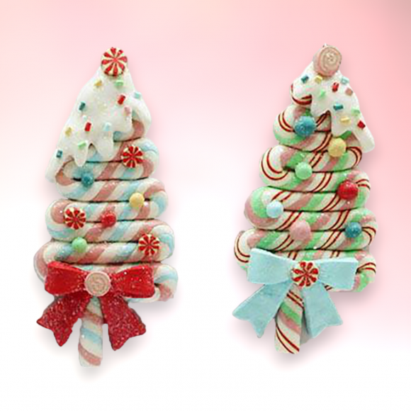 2 Asst Pepperment Tree Orn