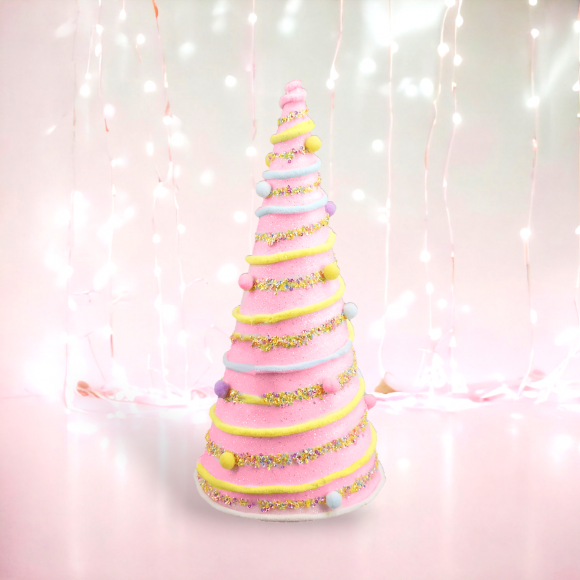 19in Pink Candy Swirl Cone Tree