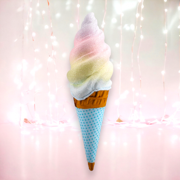 29.5in Rainbow Swirl Ice Cream Cone w/Blue Sleeve