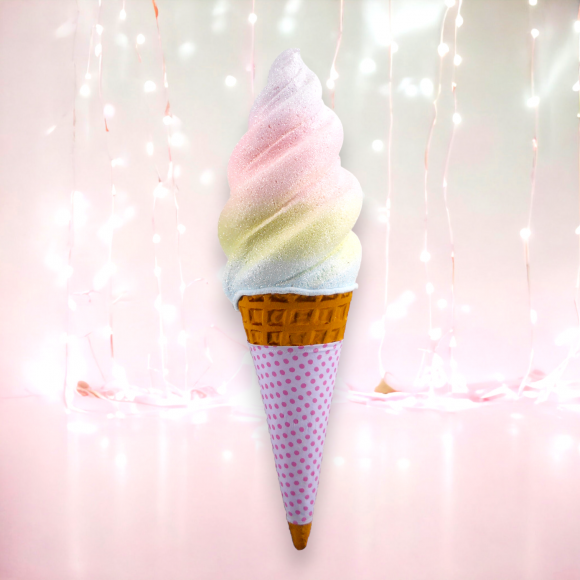 29.5in Rainbow Swirl Ice Cream Cone w/Purple Sleeve