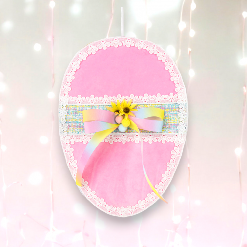 Pink Hanging Shaped Egg w/Trim and Bow