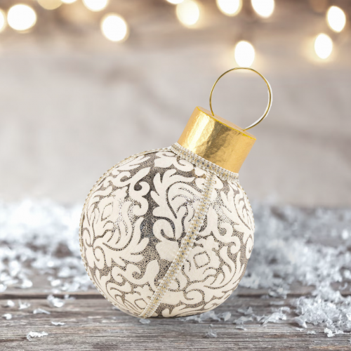 10" Pattern Grey/Gold Bauble Tabletop - Back in Stock 9/15/2023