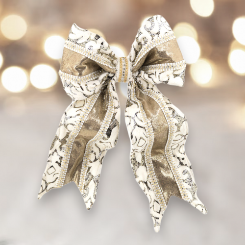 15" Gold/Pttn Hanging Bow - Back in Stock 9/15/2023