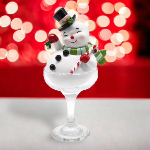 Retro Snowman in Martini Glass