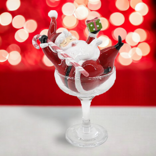Retro Santa in Martini Glass
