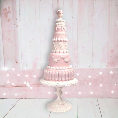 23" Pink Tiered Cake on Pedestal