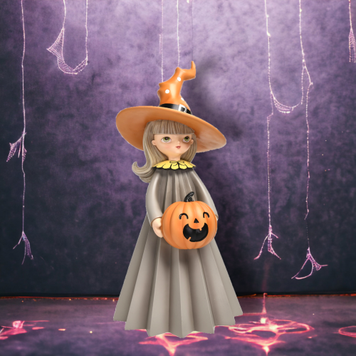 8in Witch Girl w/Pumpkin Min/2 -