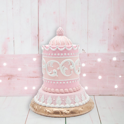 9.25" Pink Cake on Gold Base