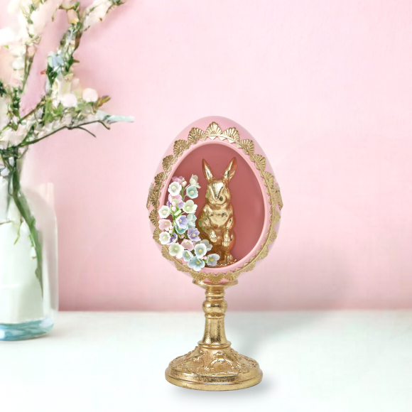 Pink Egg w/Gold Bunny Inside
