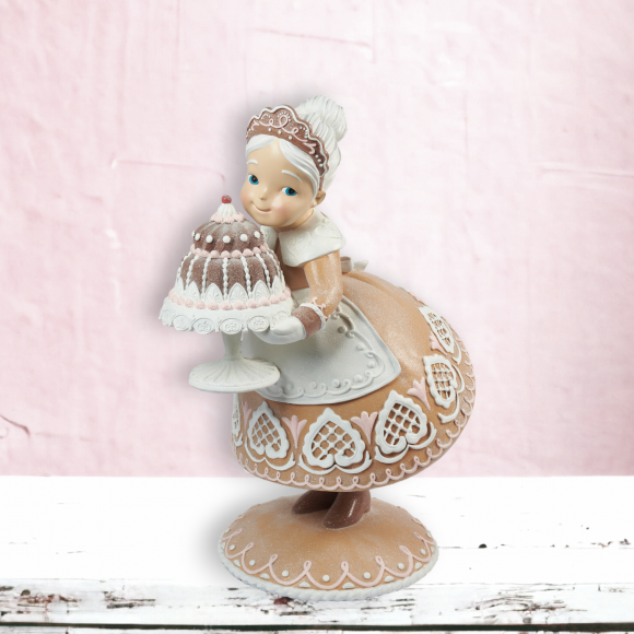 36.5" Gingerbread Mrs Claus w/Cake Display - LIMITED IN STOCK