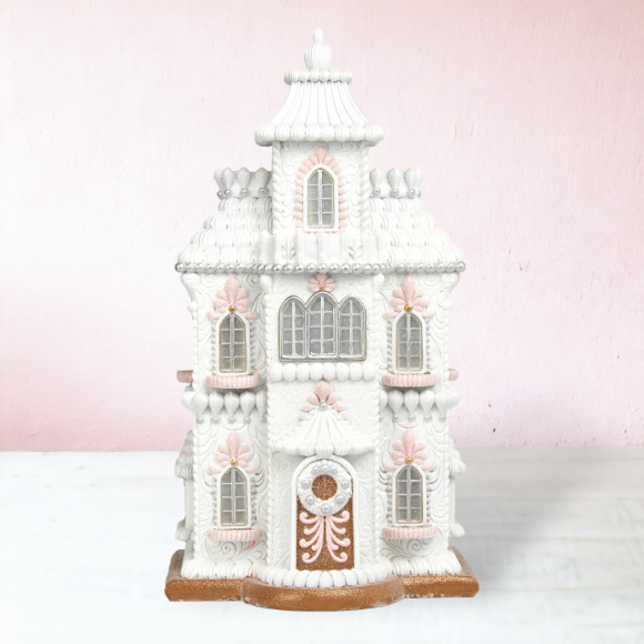 LED White Gingerbread House - LOW IN STOCK