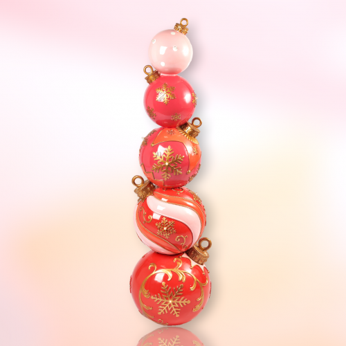 5 Stacked Pink Baubles w/LED
