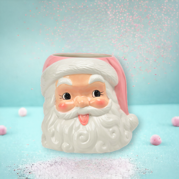 Pink Santa Head Planter - IN STOCK