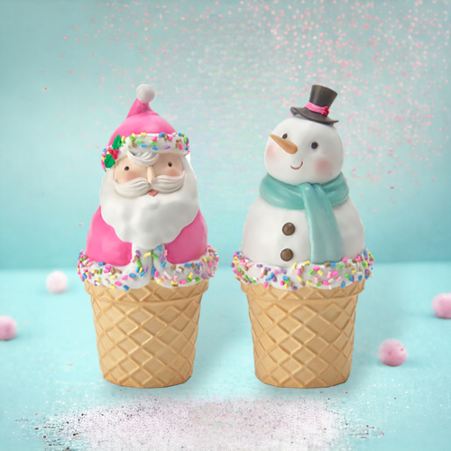 2 Asst 7" Santa/Snowman Cones - IN STOCK