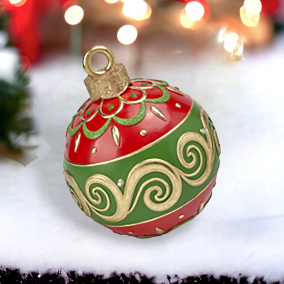 13" Red/Green LED Bauble Decor