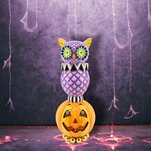 20" Purple Owl on Pumpkin