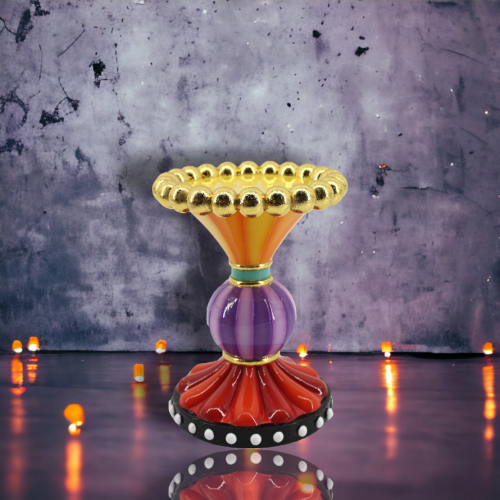 7.75" Purple / Orange Candle Holder