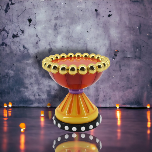 5.75" Red / Orange Candle Holder