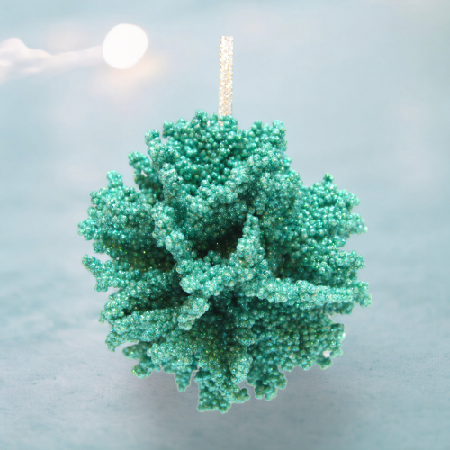 100MM Teal Coral Ornament