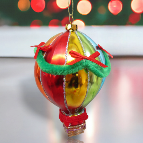 4.5" Rainbow Hot Air Balloon Orn