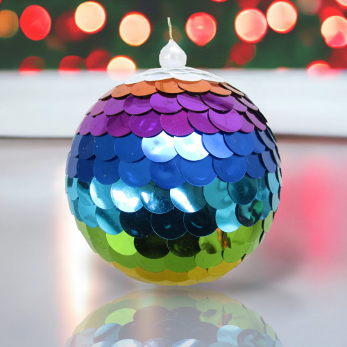 5" Rainbow Sequin Ball Orn