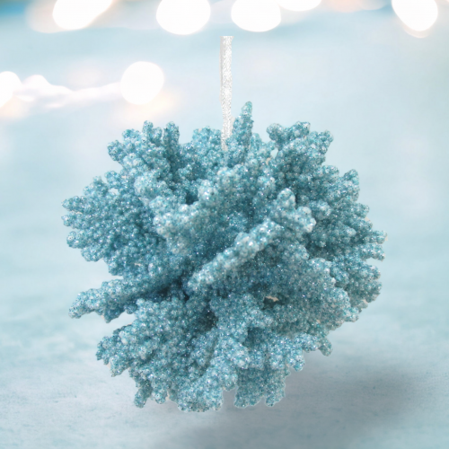 4" Aqua Coral Ball Orn