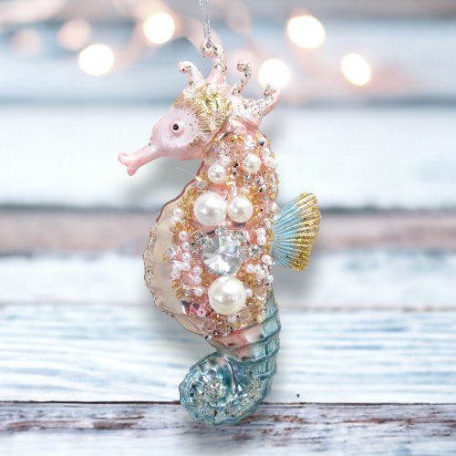 Jeweled Pastel Seahorse Orn