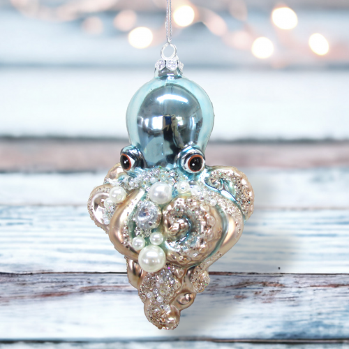 Jeweled Pastel Blue Octopus