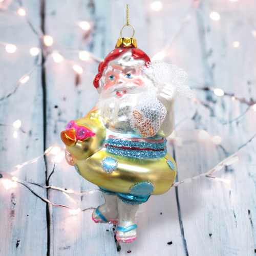 Beach Santa w/Float Orn