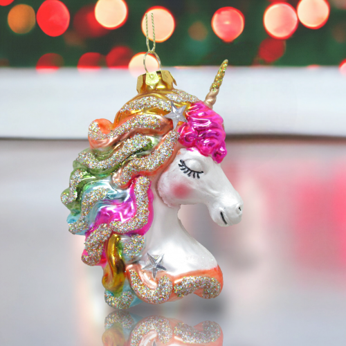 Rainbow Unicorn Head Orn