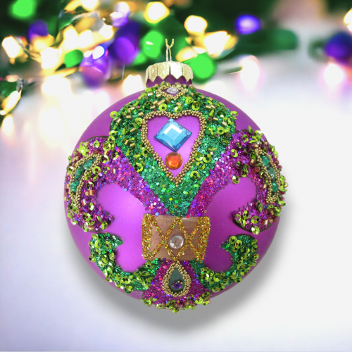 100mm Mardi Gras Fleur De Lis Orn