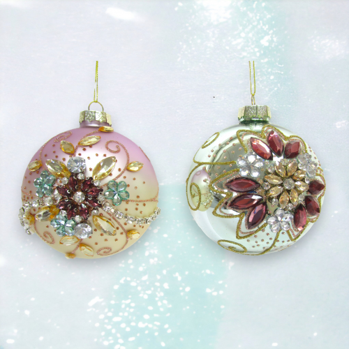 2 Asst Jeweled Purple / Blue Orn