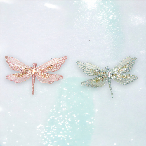 2 Asst Pink/Sage Dragonfly Orn