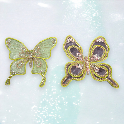2 Asst Glitter Jeweled Butterflies