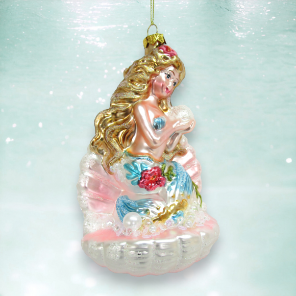 Mermaid in Shell Orn