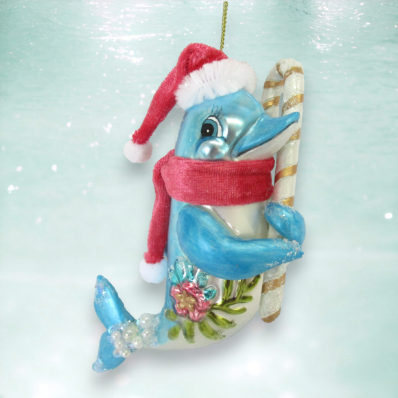 Dolphin w/Candy Cane Orn