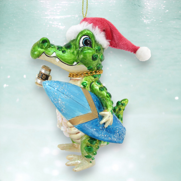 Alligator w/Surfboard Orn