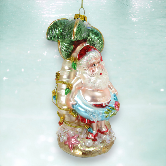 Santa w/Palm Tree Orn
