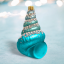 Blue Aqua Spiral Shell Orn Min/6