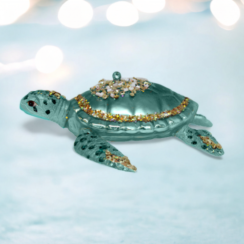 Aqua Sea Turtle Orn Min/6