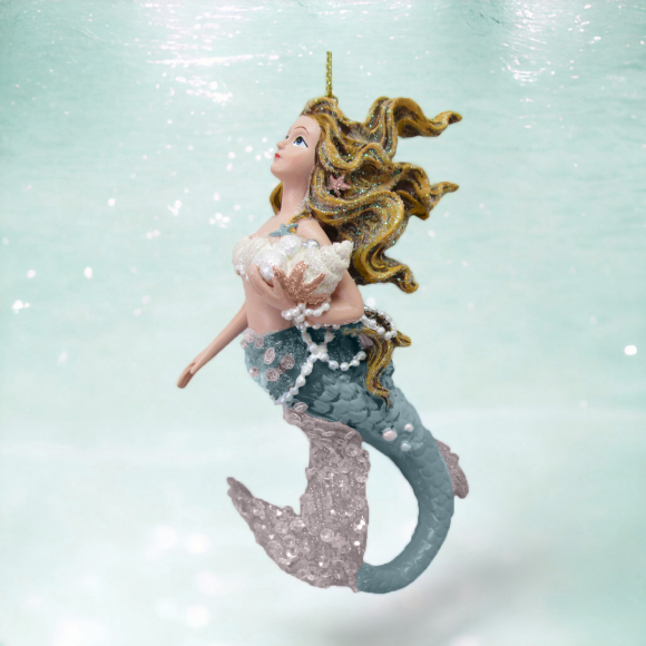 Blue/ Purple Mermaid w/ Shell Orn Min/12