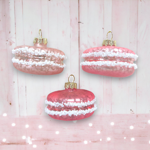 3 Asst Pink Macaroon Orn Min/12 - IN STOCK
