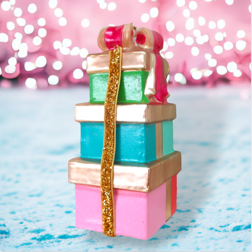 Stacked Gifts w/ Ribbon Orn Min/6