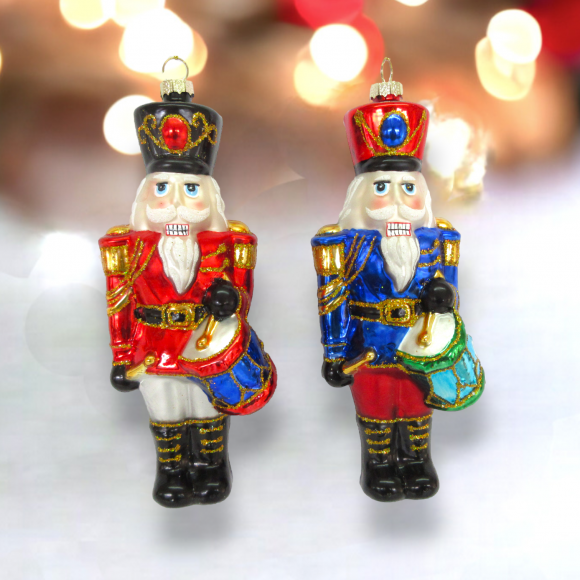 2 Asst Nutcracker w/Drum Orn - IN STOCK