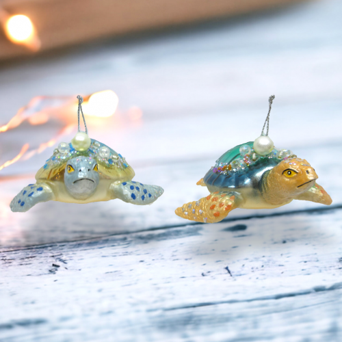 2 Asst Blue / Green Turtle Orn